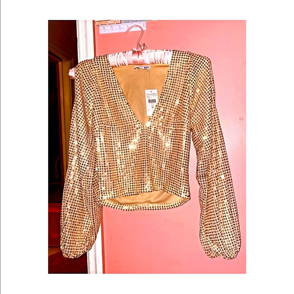Gold sequins crop top